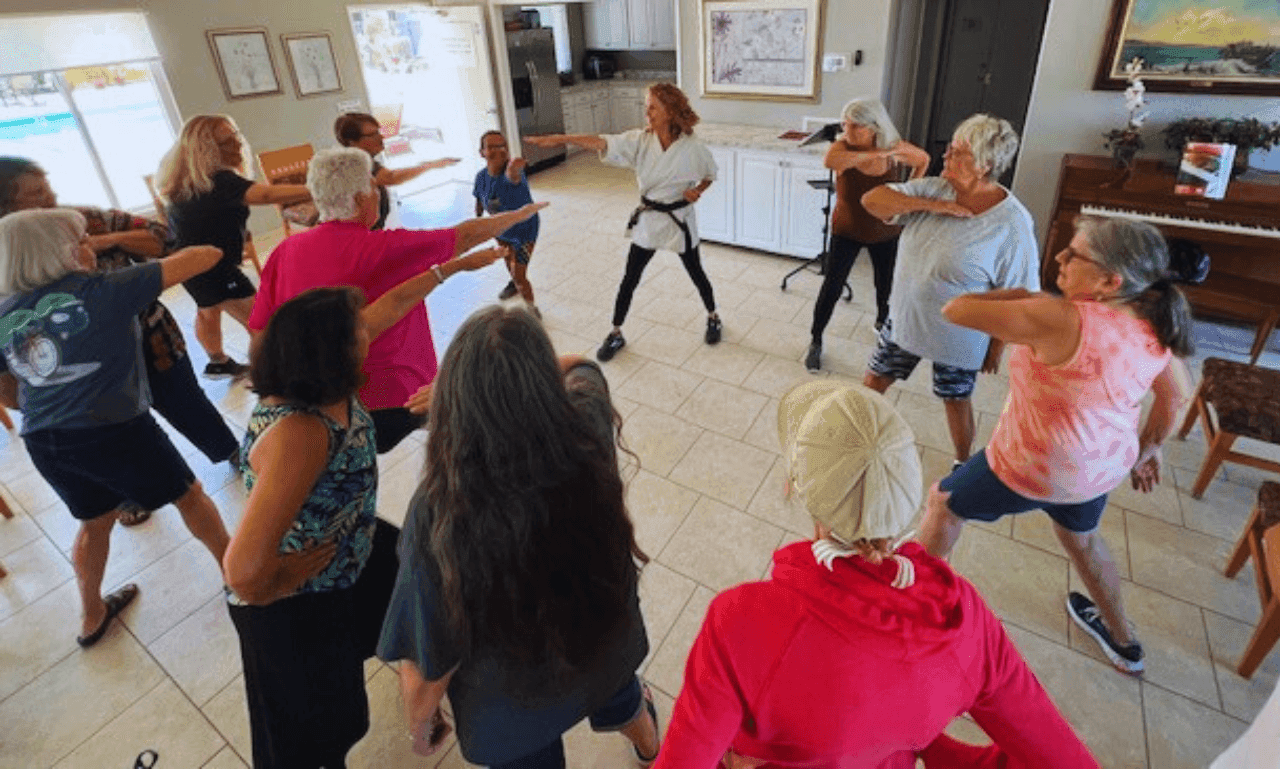 A circle of women training together